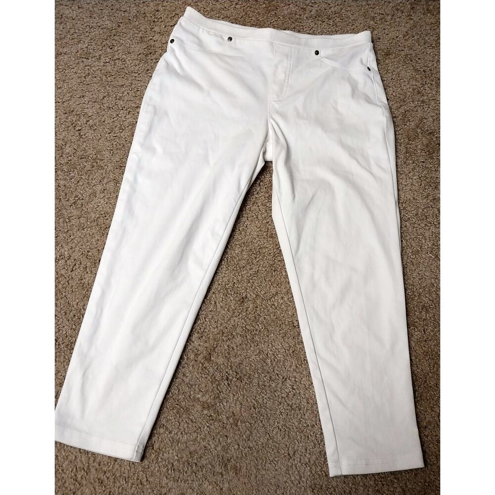 Style&Co White Stretch Skinny Jeggings Linen Pull On Pants Women’s Size Medium